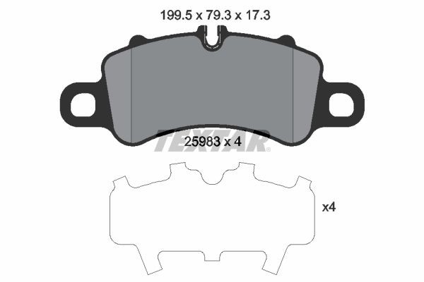 TEXTAR Piduriklotsid 2598301 TEXTAR 2598301 Piduriklotsid PORSCHE 911 Kupee (991) 3.8 GT2 RS 700 hj 2018