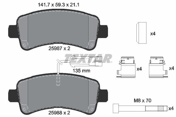 TEXTAR Bremseklosser 2598701 TEXTAR 2598701 Bremsekloss-sett RAM 1500 Crew Cab Pick-up (DS) billige