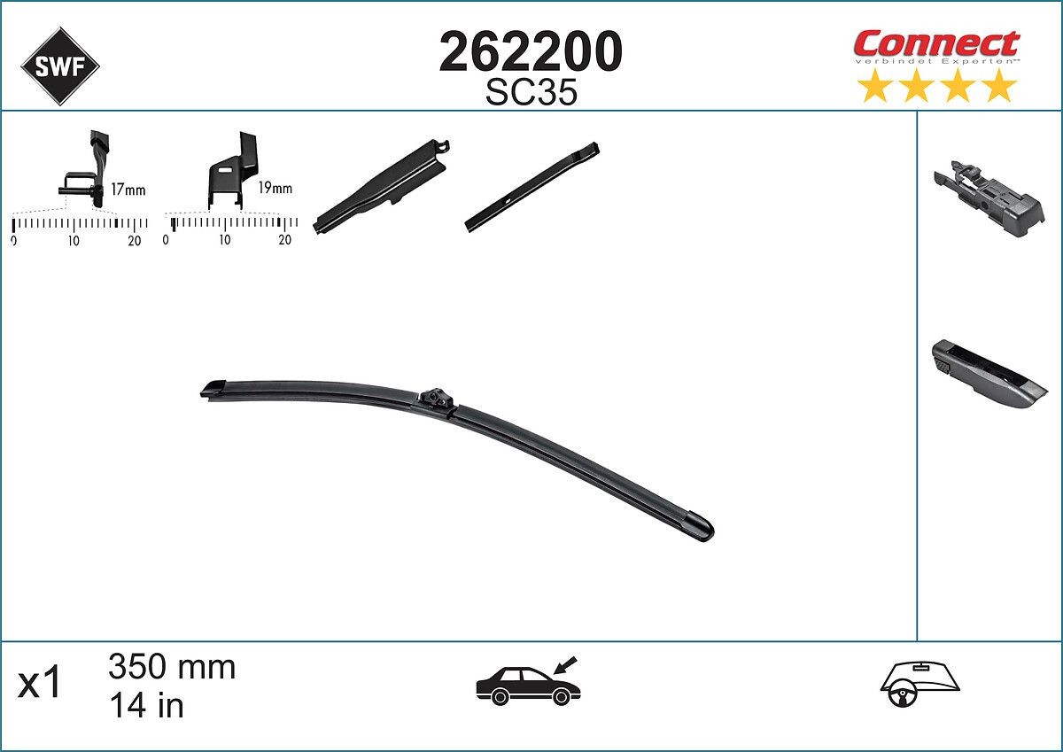 SWF Vinduesvisker 262200 SWF 262200 Smart Fortwo 453 Coupe Bagvisker pris