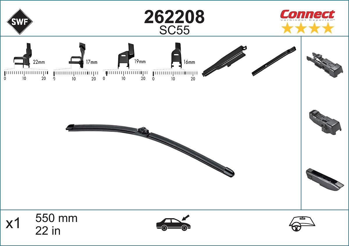 SWF Wiper blade 262208 SWF 262208 Wiper blade - Silverado 2500 III Standard Cab Pickup wiper and washer system parts