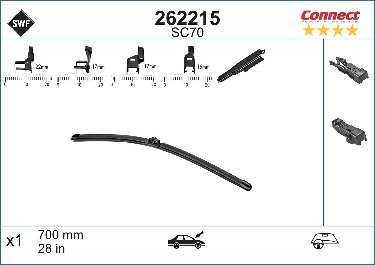 SWF Stikla tīrītāja slotiņa 262215 262215 Logu slotiņas SWF VW FOX