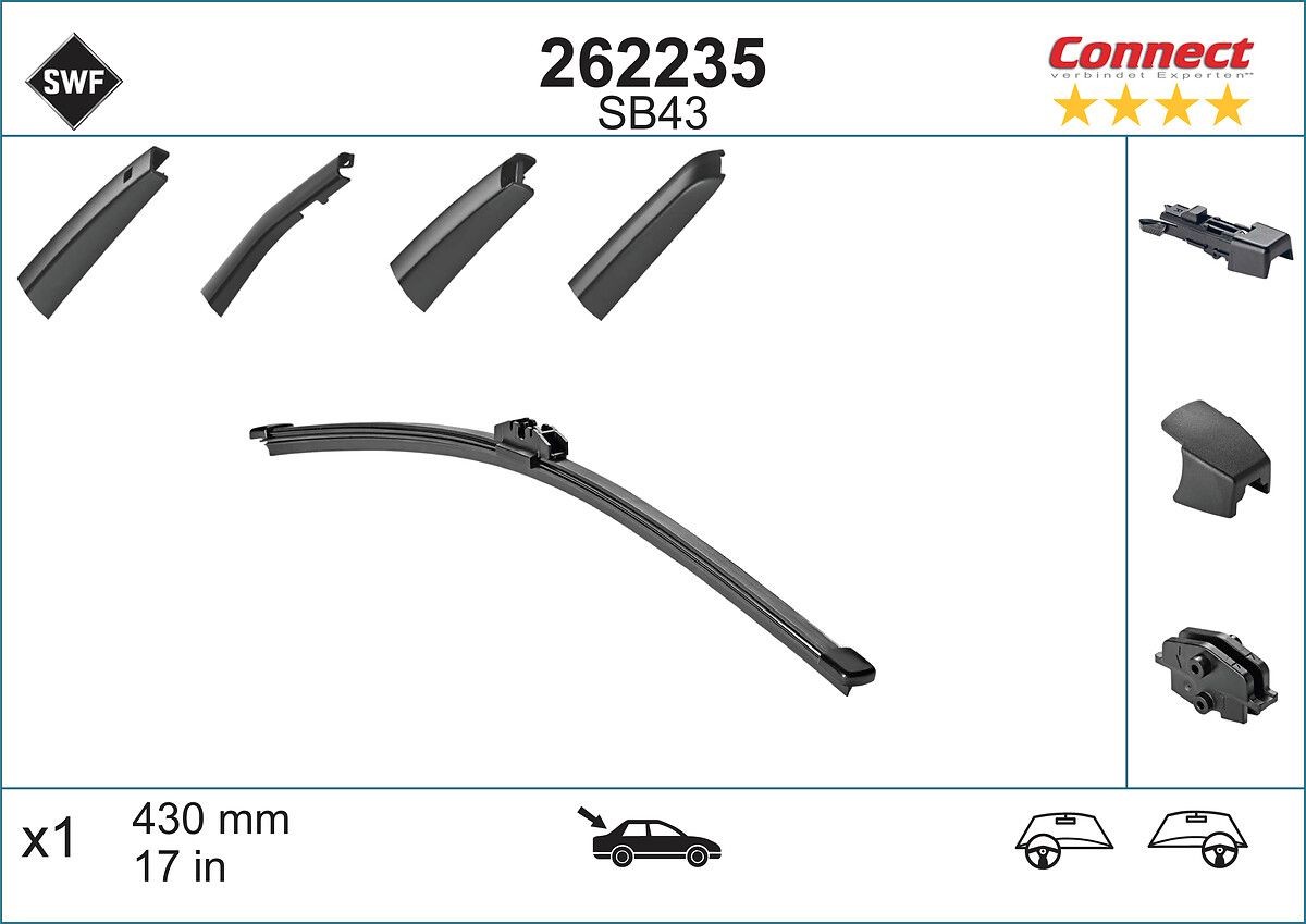 SWF Tergicristallo posteriore 262235 Tergicristallo Volkswagen 2E_ 262235 SWF