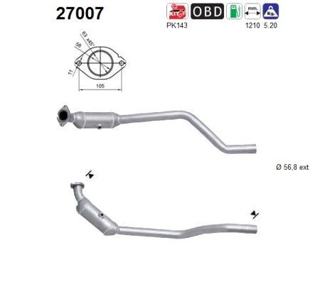 AS Katalyzátor 27007 AS 27007 Katalyzátor JAGUAR F-Type Cabrio (X152) 3.0 SCV6 340 KS 2021