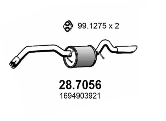 Einddemper ASSO 28.7056 ASSO 28.7056 Uitlaat, demper MERCEDES-BENZ B-Klasse 2007