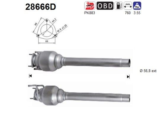 AS Katalysator 28666D 28666D AS Katalysator Citroën billige