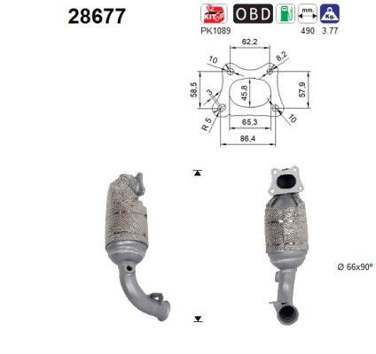 AS Καταλύτης 28677 AS 28677 Καταλύτης Citroen C3 Aircross 2 τιμες