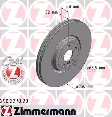 ZIMMERMANN Bromsskiva 290.2270.20 290.2270.20 ZIMMERMANN bromsskivor JAGUAR XE