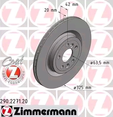 ZIMMERMANN Bremseskive 290.2271.20 290.2271.20 COAT Z Bremseskiver JAGUAR XK ZIMMERMANN