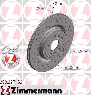ZIMMERMANN Δισκόπλακα 290.2271.52 Δίσκοι ZIMMERMANN XJ 290.2271.52 φθηνά