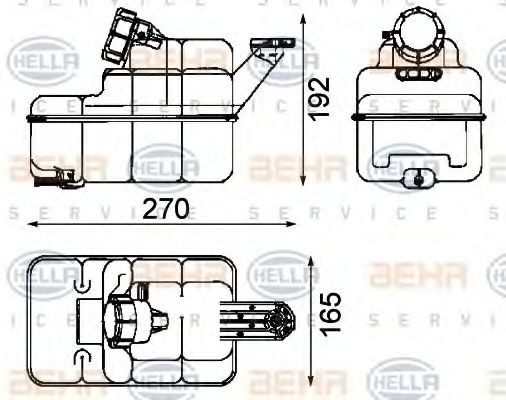 HELLA Utjevningsbeholder, kjølemiddel 8MA 376 705-271 Kjølevæsketank IVECO HELLA 8MA 376 705-271