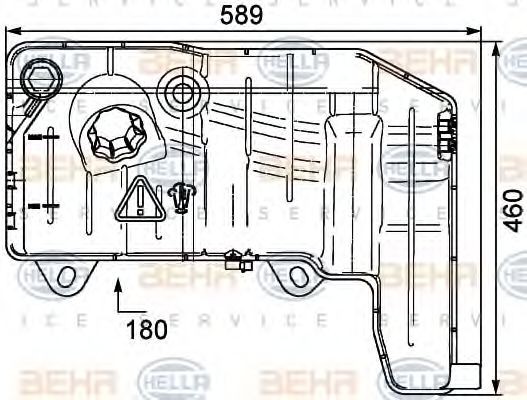 HELLA Utjevningsbeholder, kjølemiddel 8MA 376 705-511 Ekspansjonstank HELLA IVECO 8MA 376 705-511