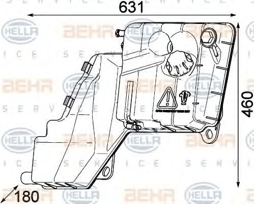 HELLA Utjevningsbeholder, kjølemiddel 8MA 376 753-791 Kjølevæsketank HELLA IVECO 8MA 376 753-791