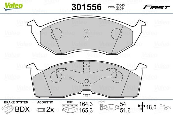 VALEO Jarrupalat, levyjarru 301556 VALEO 301556 PLYMOUTH Neon Sedan kilpajarrupalat hinta