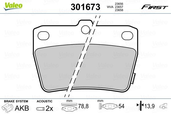 VALEO Brake pad set 301673 TOYOTA COROLLA VALEO racing brake pads 301673