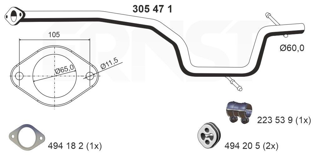 ERNST Abgasrohr 305471 ERNST 305471 Abgasrohr