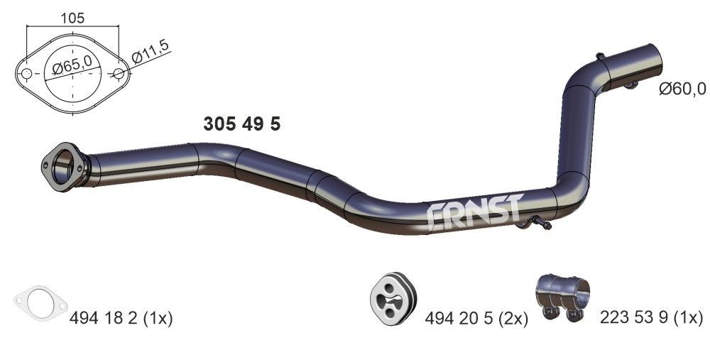 Výfukové potrubie ERNST 305495 ERNST 305495 Vyfukove potrubie FORD S-MAX 2012