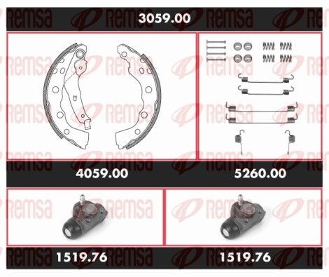 REMSA Remmenset, trommelrem 3059.00 3059.00 Trommelrem REMSA MITSUBISHI COLT
