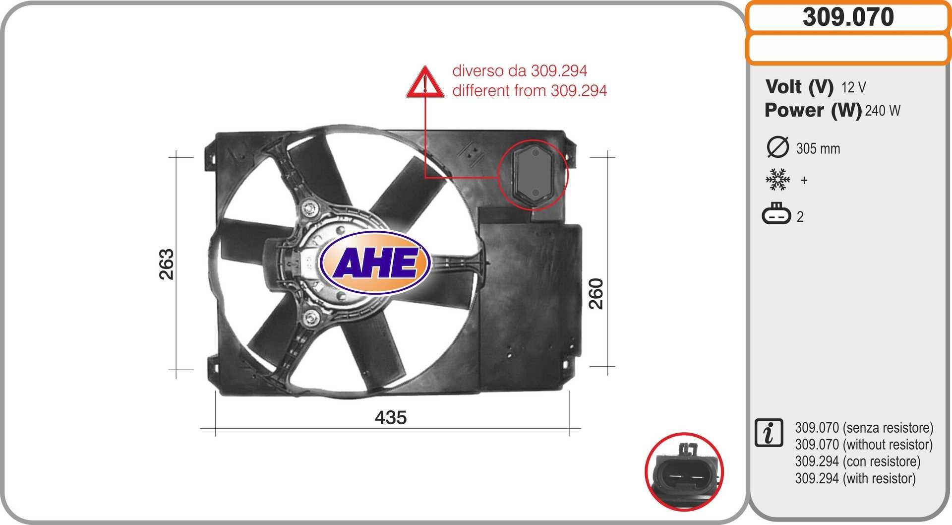 AHE Køleventilator 309.070 Ventilator til motorkøling AHE Citroën ZX 309.070