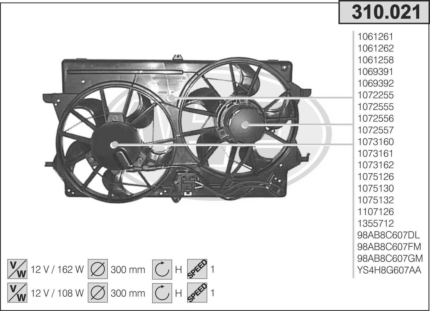 AHE Køleventilator 310.021 310.021 Køleventilator AHE FORD MONDEO
