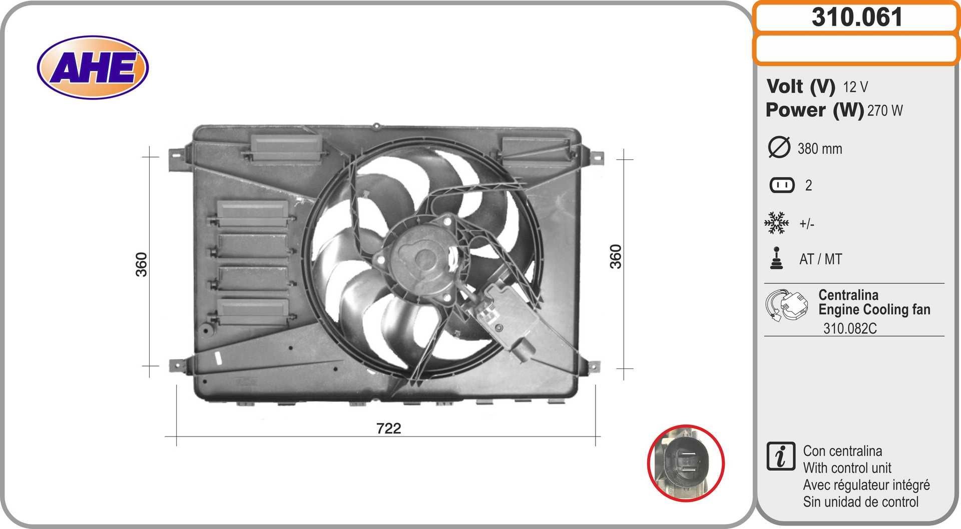 AHE Ventola radiatore 310.061 AHE 310.061 Ventola intercooler Ford Mondeo MK4 BA7 prezzo