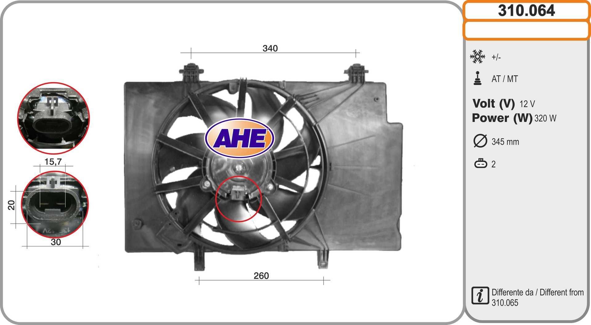 AHE Køleventilator 310.064 Køleventilator AHE Ford MONDEO 310.064