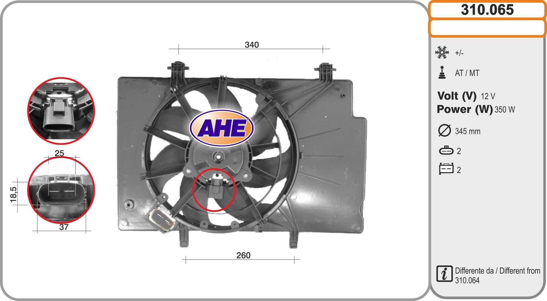 AHE Koelventilator 310.065 Radiateur-ventilator JEEP AHE 310.065