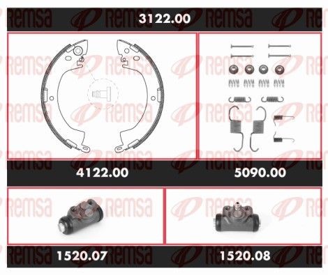REMSA Jogo de travões, travões de tambor 3122.00 Freios a tambor REMSA Mitsubishi LANCER 3122.00
