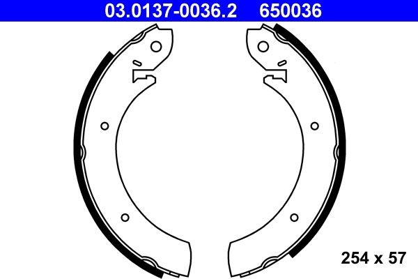 ATE Piduriklotside komplekt 03.0137-0036.2 Trummelpiduriklotsid ATE Ford FUSION 03.0137-0036.2