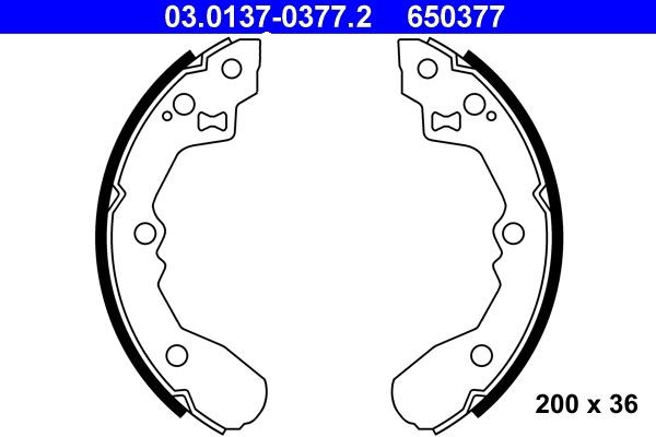 ATE Piduriklotside komplekt 03.0137-0377.2 ATE 03.0137-0377.2 Trummelpiduriklotsid Kia Sephia FA hind