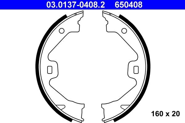 Handbromsbackar ATE 03.0137-0408.2 ATE 03.0137-0408.2 Handbromsbelägg fram och bak Rover 75 1999