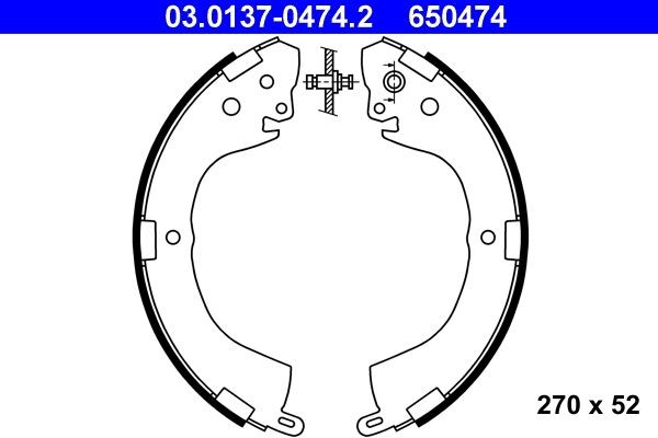 ATE Brake Shoe Set 03.0137-0474.2 Mitsubishi L400 ATE brake shoes 03013704742