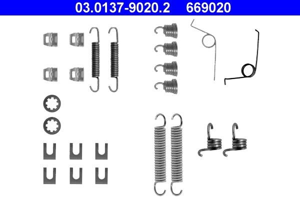 ATE Kit accessori, Ganasce freno 03.0137-9020.2 ATE 03.0137-9020.2 Kit di accessori per ganasce freno Alfa Romeo 147 937 originale prezzo