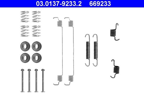 ATE Kit accessori, Ganasce freno 03.0137-9233.2 03.0137-9233.2 Kit di accessori per ganasce freno ATE NISSAN JUKE costo
