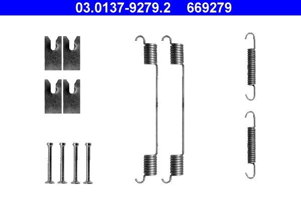 ATE Kit de acessórios, maxilas do travão 03.0137-9279.2 ATE 03.0137-9279.2 originais Kit de acessórios maxilas do travão FORD TRANSIT CONNECT preço