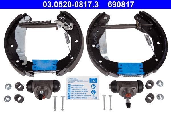 ATE Σετ φρένων, ταμπουρόφρενα 03.0520-0817.3 ATE 03.0520-0817.3 Φρένο τυμπάνου Kadett E Sedan (T85) τιμες