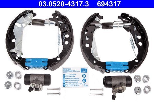 ATE Σετ φρένων, ταμπουρόφρενα 03.0520-4317.3 ATE 03.0520-4317.3 Σετ φρένων, ταμπουρόφρενα TOYOTA Corolla Sedan (E20, E30) 1.2 73 PS 1974