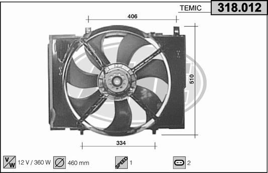AHE Kjølevifte 318.012 Radiatorvifte AHE Mercedes-Benz GLK 318.012