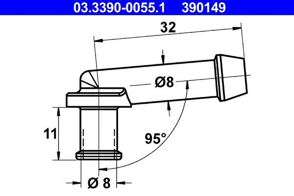 ATE Bocal de ligação, tubo flexível 03.3390-0055.1 ATE 03.3390-0055.1 Mangueira do servo freio Volkswagen TRANSPORTER originais