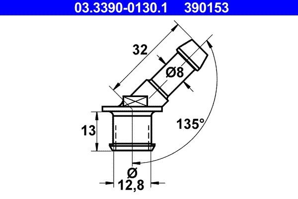 ATE Tilkoplingsstuss, slangeledning 03.3390-0130.1 Vakuumslange for bremsekraftforsterker Suzuki FJ 03.3390-0130.1 ATE