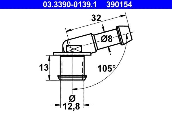 ATE Savienotājcaurule, Cauruļvadi 03.3390-0139.1 Vakuuma šļūtene bremžu sistēma Renault B/C57_, 5/357_ 03.3390-0139.1 ATE