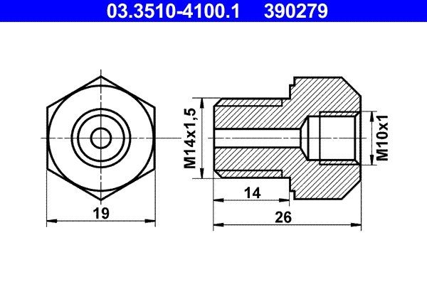 ATE Adapter, bremserør 03.3510-4100.1 Bremserør ATE Alfa Romeo GTV 03.3510-4100.1