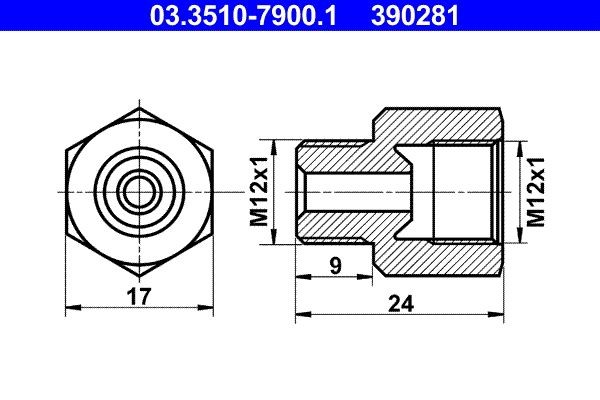 ATE Adapter, bremserør 03.3510-7900.1 Bremserørssæt ATE Opel ASTRA 03.3510-7900.1