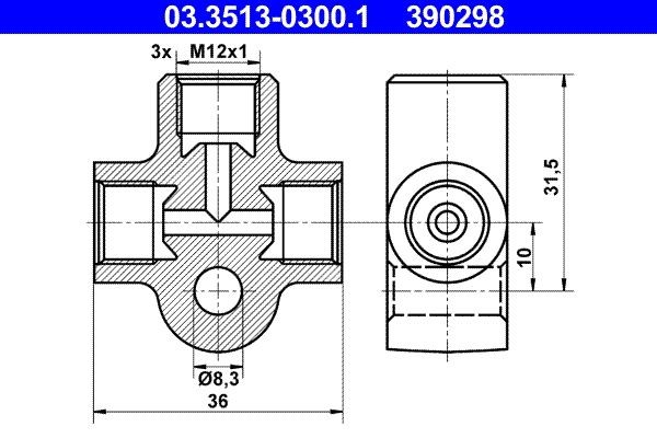 ATE Forbindelses- / fordelerrør 03.3513-0300.1 ATE 03.3513-0300.1 Forbindelses- / fordelerrør