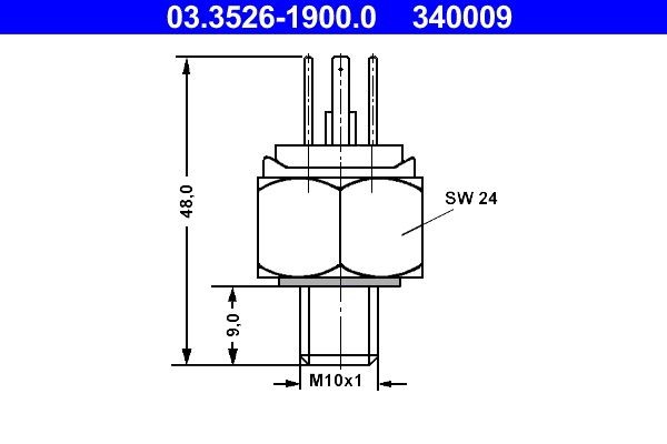 ATE Spínač brzdových svetiel 03.3526-1900.0 Spínač brzdových svetiel ATE Mercedes-Benz CLC 03.3526-1900.0