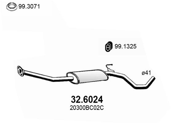 ASSO Midtre lydpotte 32.6024 Midtre lyddemper ASSO MICRA 32.6024 billige