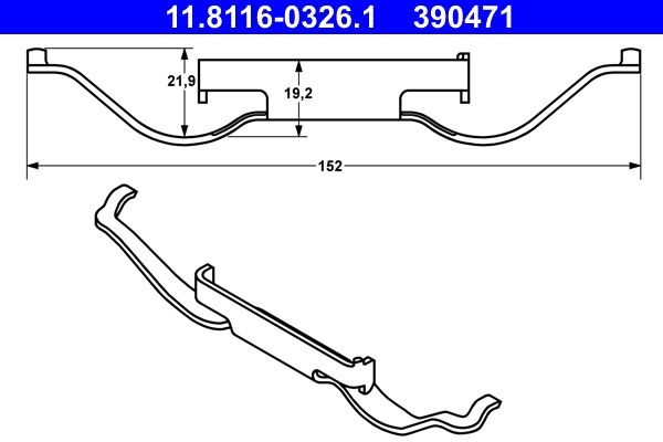 ATE Monteringssett, bremseklosser 11.8116-0326.1 ATE 11.8116-0326.1 Tibehørsett, skivebremse belegg C4 Spacetourer Varebil / Stasjonsvogn (3D_) originale pris