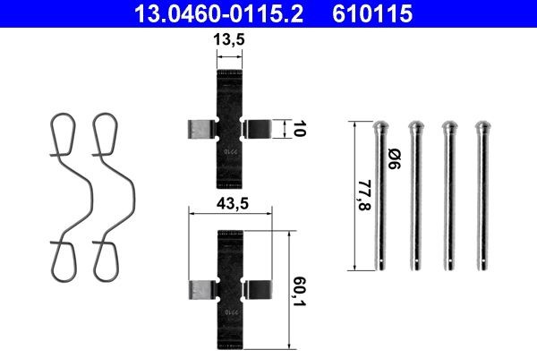 ATE Accessoireset, schijfremblok 13.0460-0115.2 Audi A4 Accessoireset, schijfremblok ATE 13.0460-0115.2