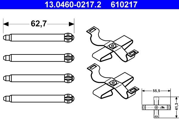 ATE Kit de acessórios, pastilhas de travão 13.0460-0217.2 ATE 13.0460-0217.2 originais Kit de acessórios, pastilhas de travão Opel Astra F Cabrio custo