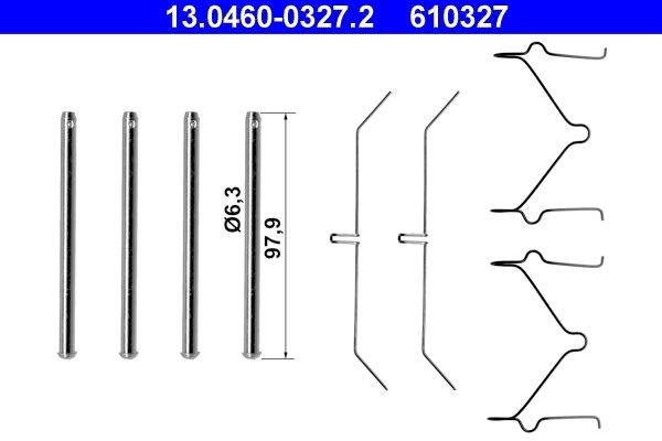ATE Monteringssett, bremseklosser 13.0460-0327.2 Tibehørsett, skivebremse belegg ATE HILUX Pick-up 13.0460-0327.2 billige