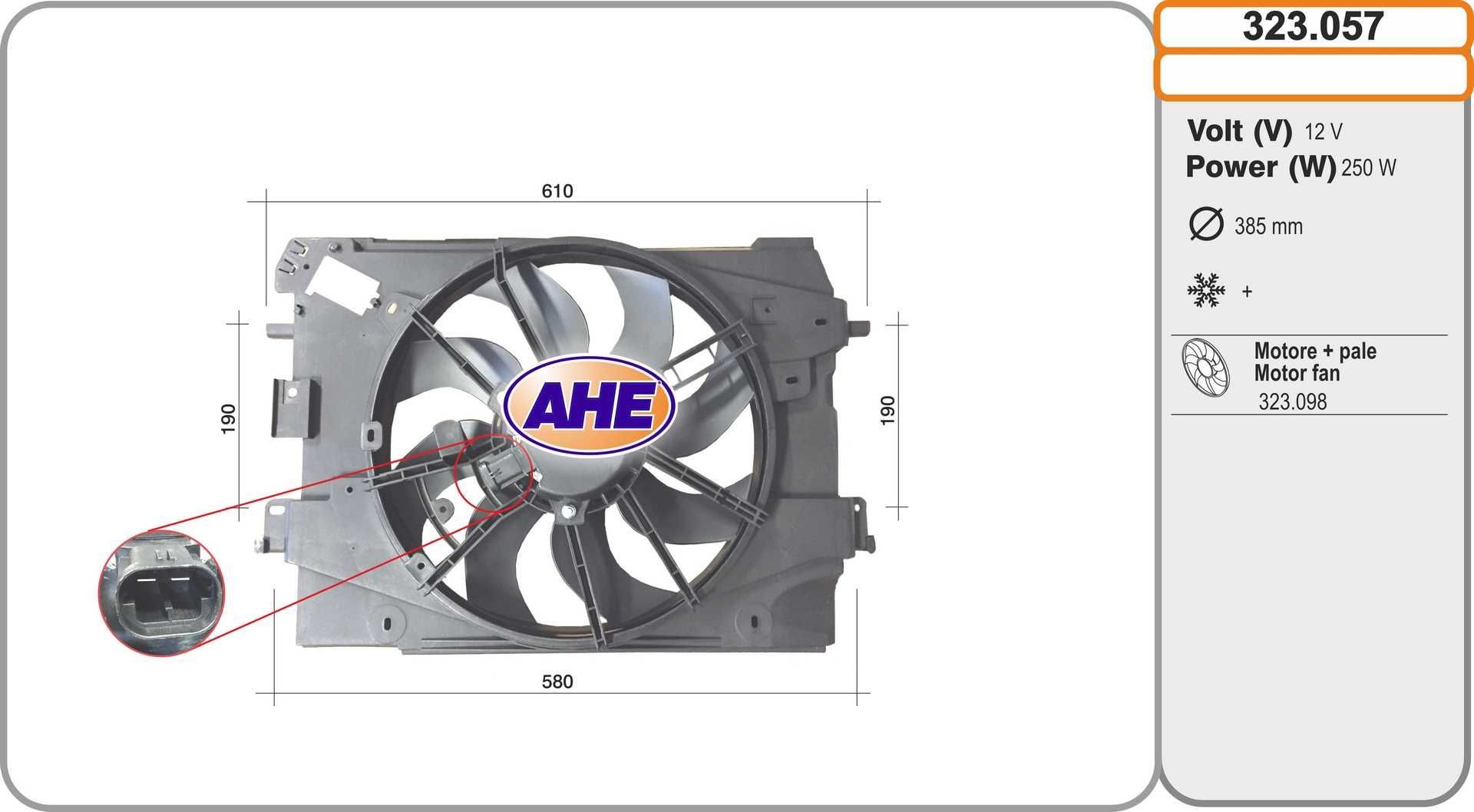 AHE Ventilátor chladenia motora 323.057 Ventilátor chladiča AHE BMW X3 323.057